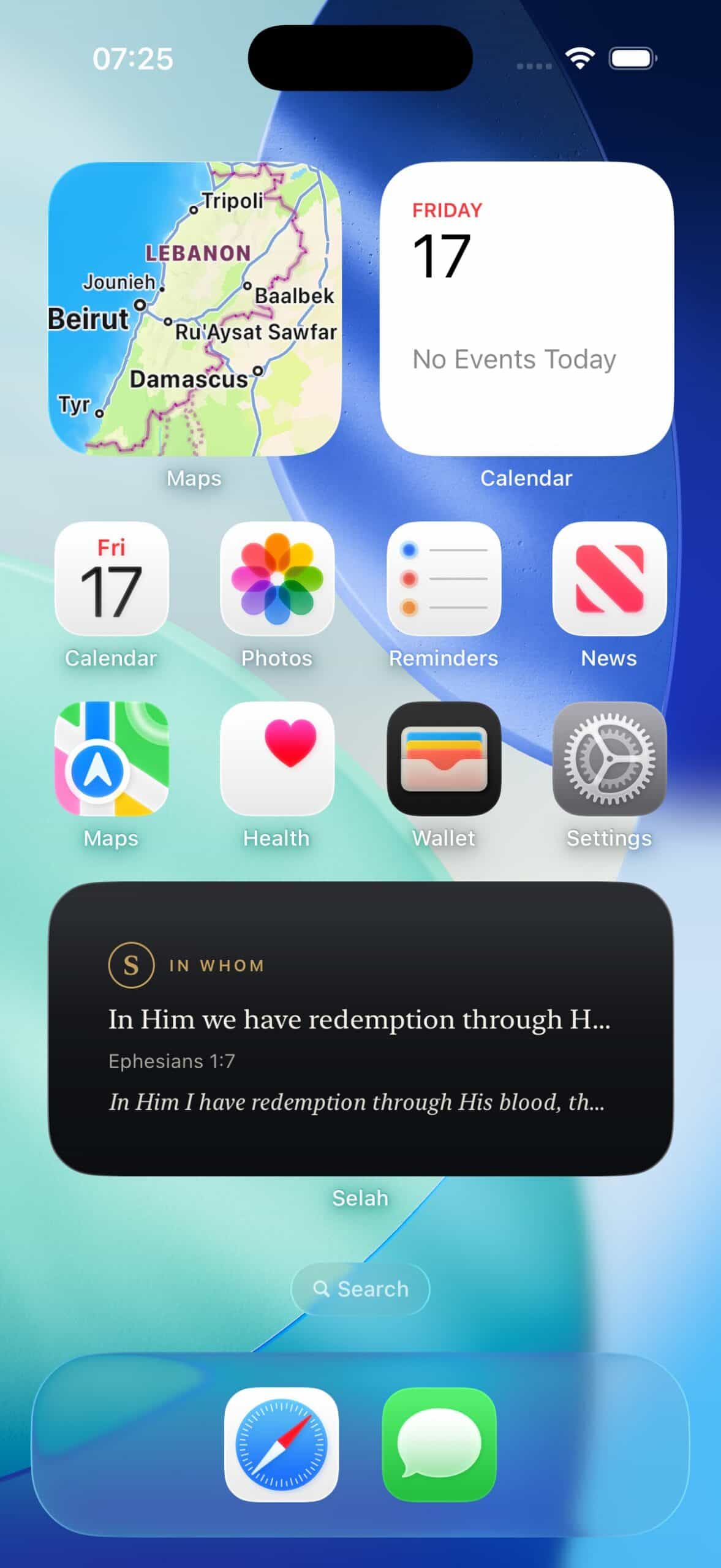 Selah widget on the Home Screen